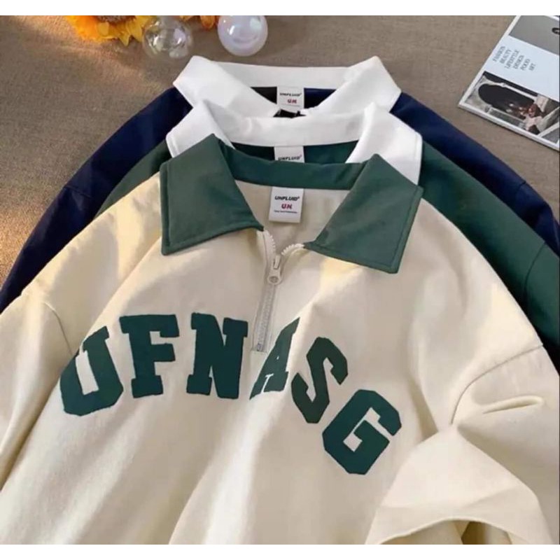 Áo polo tay lỡ dáng rộng unisex - UFN CỔ KHOÁ
