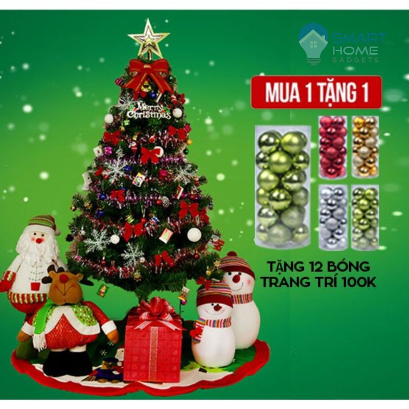 Cây Thông Noel 1m5 - Cây Thông Giáng Sinh Kèm Đèn Nháy, 69 Phụ Kiện Lung Linh