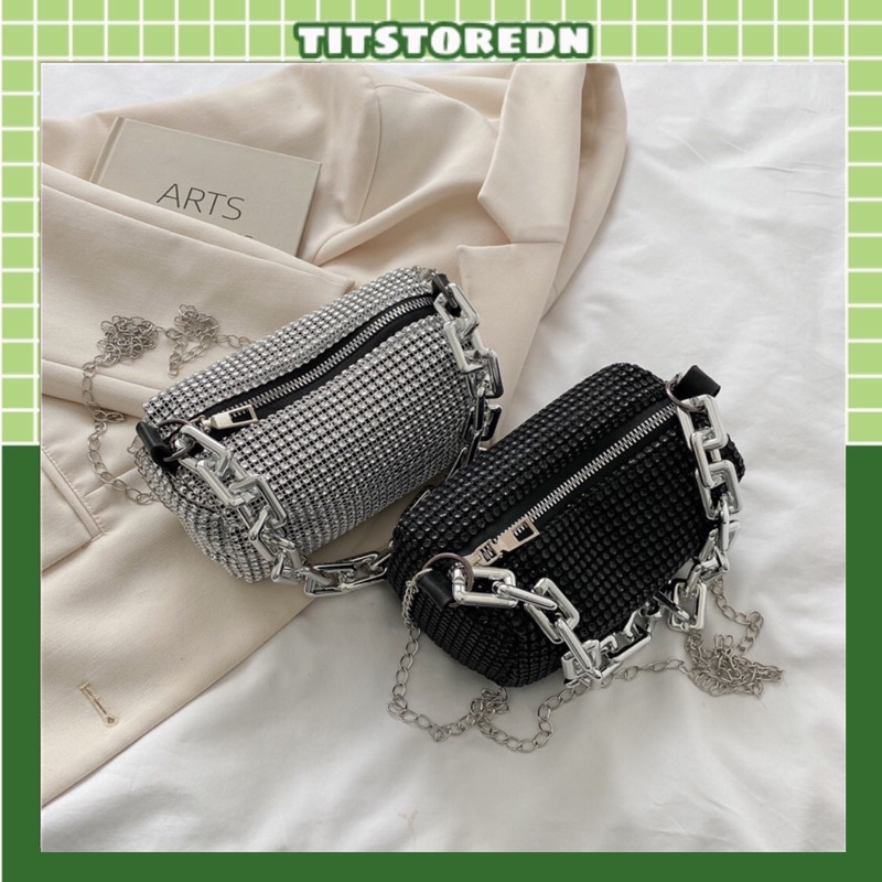 Túi trống mini bling lấp lánh đi chơi đi tiệc (có sẵn + hình thật)