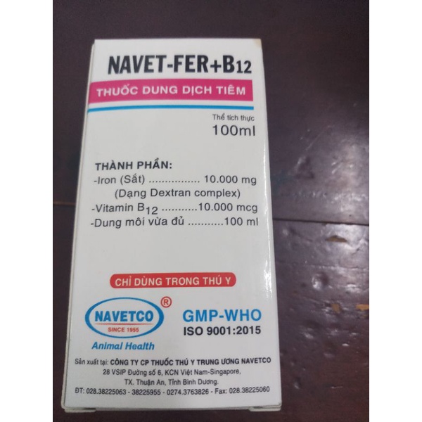 Navet Fer B12 100ml sắt cho vật nuôi hsd 22/04/2023