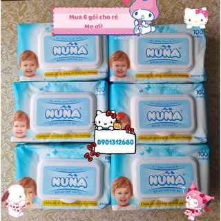 Combo 6 gói khăn ướt em bé Nuna không mùi 100 miếng/bao