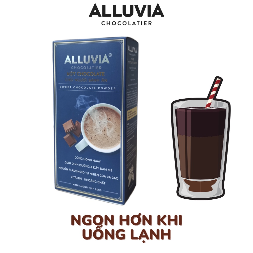 Bột cacao sữa 3in1 nguyên chất thơm ngon vị đậm đà Alluvia Chocolate