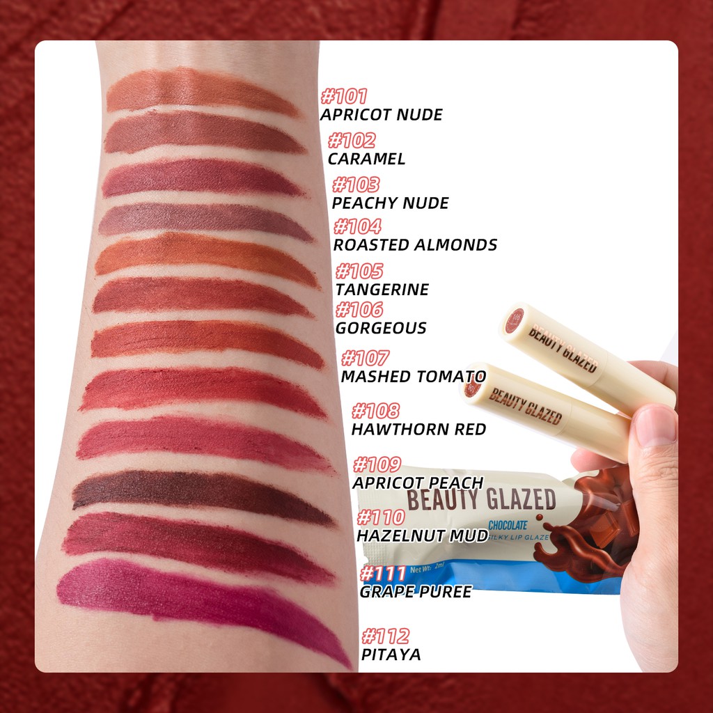 [Hàng mới về] Bộ 12 Son Lì Beauty Glazed Kháng Nước Lâu Trôi Kèm Cọ Trang Điểm Tiện Lợi | BigBuy360 - bigbuy360.vn