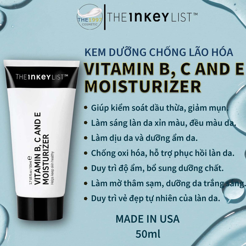 Kem Duỡng Ẩm The INKEY LIST Vitamin B, C And E Moisturizer 50ml