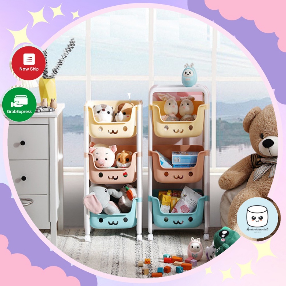 Kệ gấu Hokori đựng đồ đa năng 3 tầng có bánh xe Việt Nhật 5576