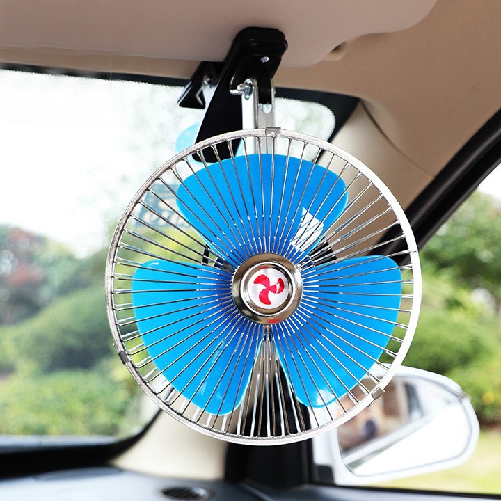 Quạt 12v, 24v Kẹp Trên Ô Tô, Xe Hơi, Xe Tải Có Lồng Sắt Cao Cấp Quạt Kẹp Bình Ắc Quy
