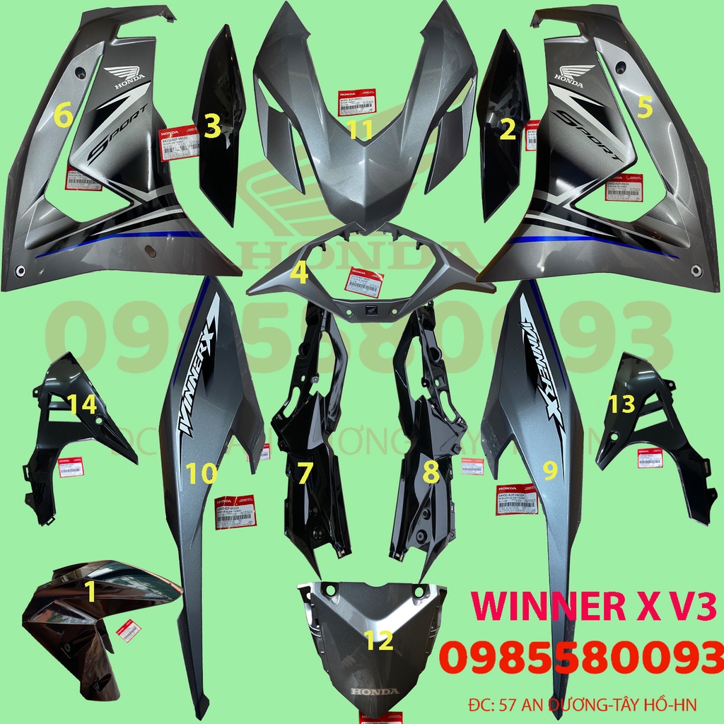 DÀN ÁO, BỘ VỎ, WINNER V3 2022 MÀU XÁM ( CÓ BÁN LẺ)