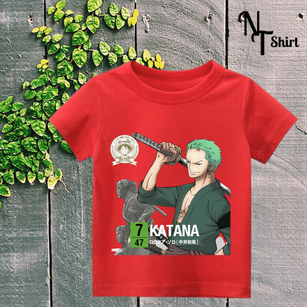 Áo thun bé trai in hình ZORO One Piece, Áo cotton xịn mặc mát thoải mái hình in chất lượng