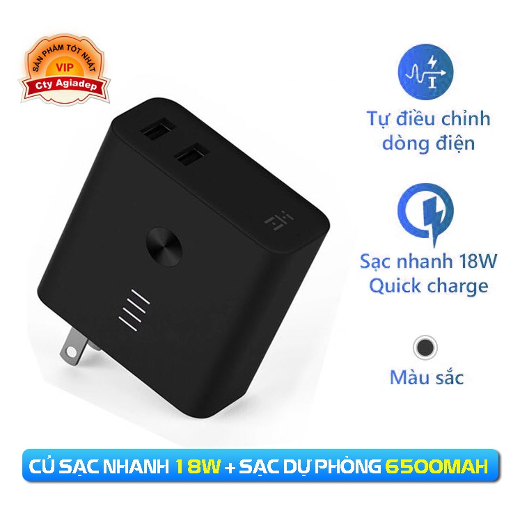 Pin sạc dự phòng điện thoại kiêm củ sạc 2 trong 1 Xiaomi ZMI xịn