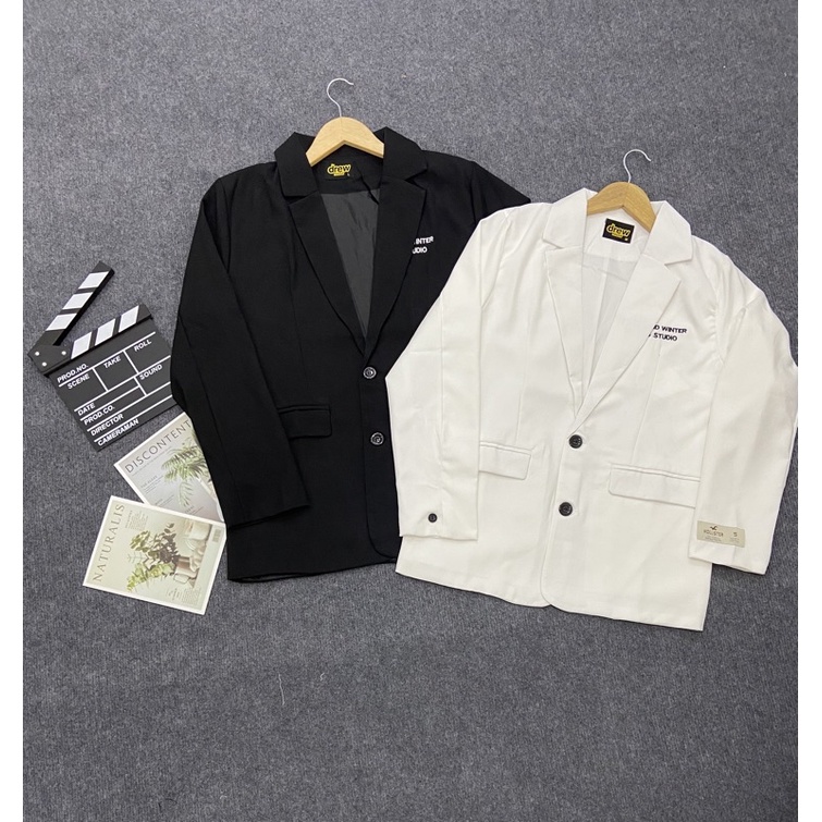 Áo Khoác Blazer Nam Nữ Form Rộng Dài Tay Thời Trang Unisex Basic Cổ Vest ,Phong Cách Hàn Quốc