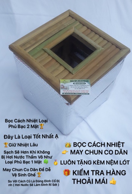Bộ ghế xông vk kèm  bọc cách nhiệt kèm xô +  gói thảo dược  xông vk tặng td xông body