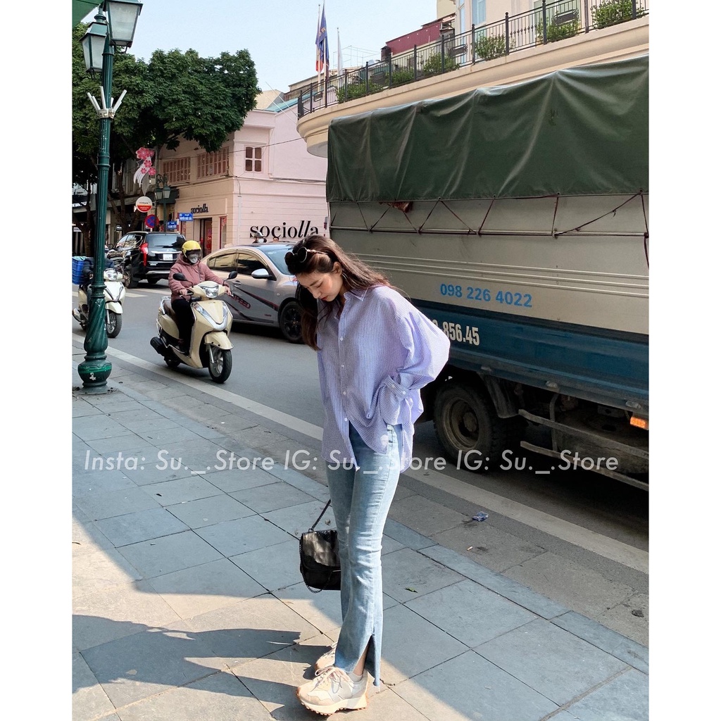 Quần jeans ống cắt xẻ bên Q409 SUSTORE