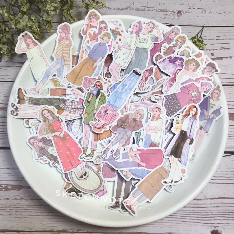 Sticker cô gái vintage set 20c ST023