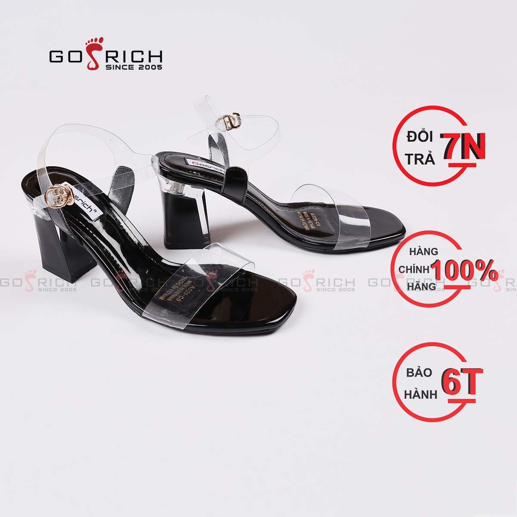 Sandal cao gót nữ Gosrich G071 mũi vuông 7 phân với hậu chữ C quai Meka trong thời trang-HÀNG CHÍNH HÃNG