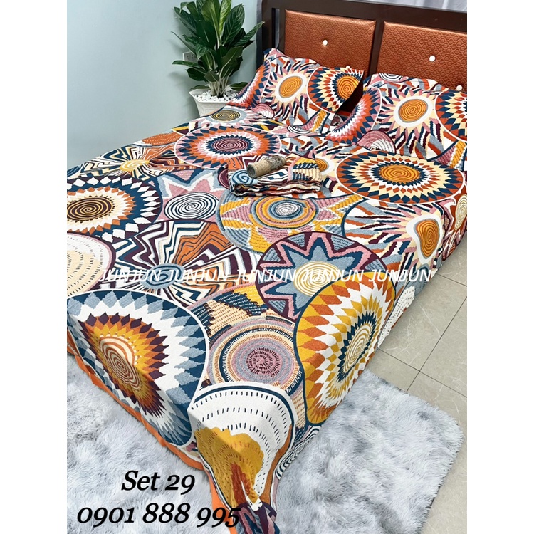 (2)TH Set Chăn Ga Gối vải Xô Organic cotton sợi tre