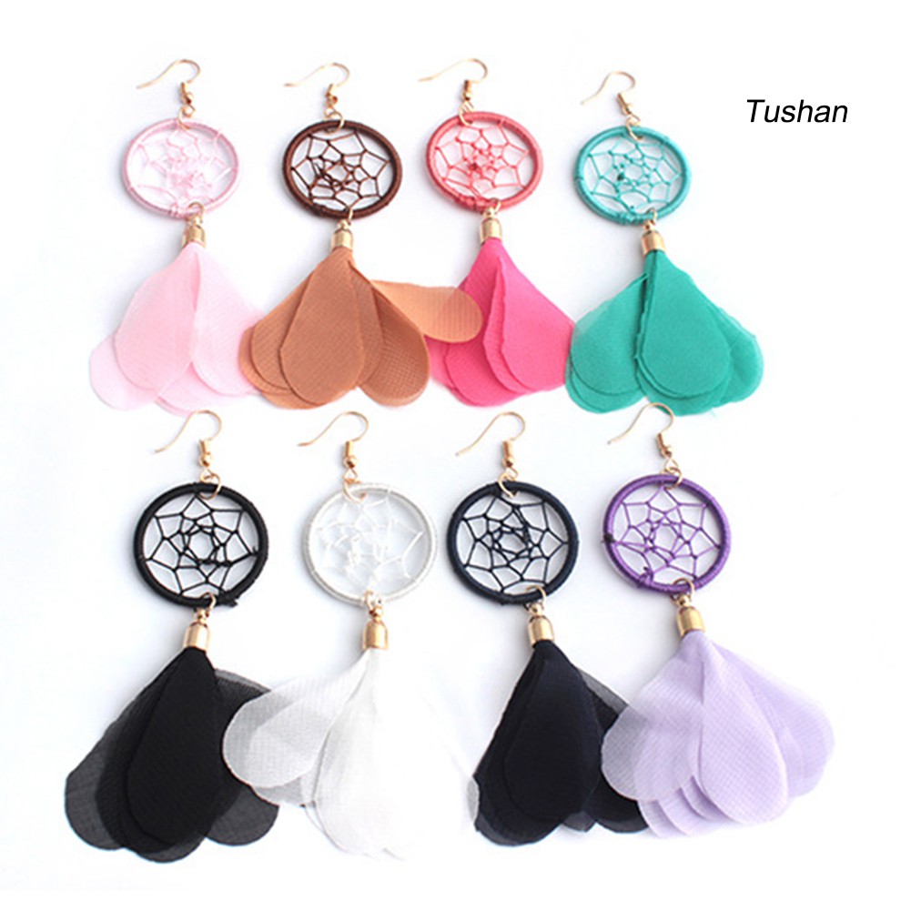 Đôi Bông Tai Dáng Dài Hình Dreamcatcher Độc Đáo Thời Trang Cho Nữ