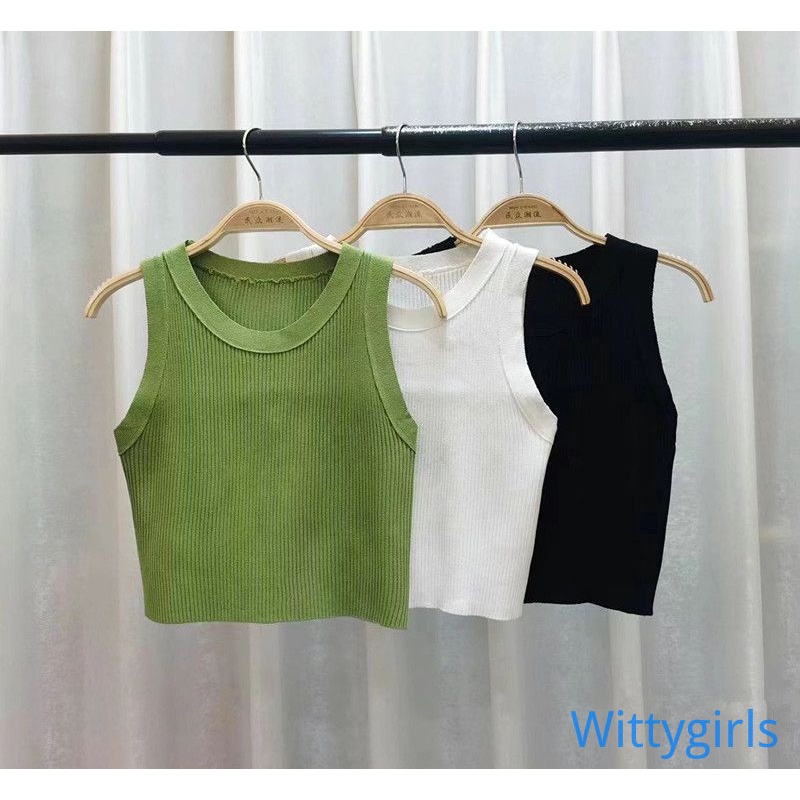 Áo Dệt Kim Mỏng Cổ Tròn Sát Nách Cổ Tròn Thời Trang Mới Cho Nữ
