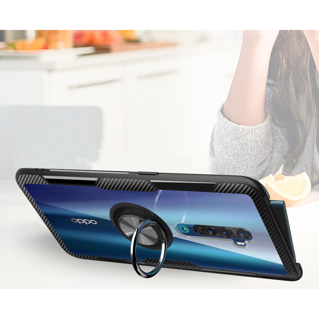 Ốp lưng Reno 10x Zoom giá đỡ lưng trong viền màu chống sốc kiêm nhẫn hút trên ô tô