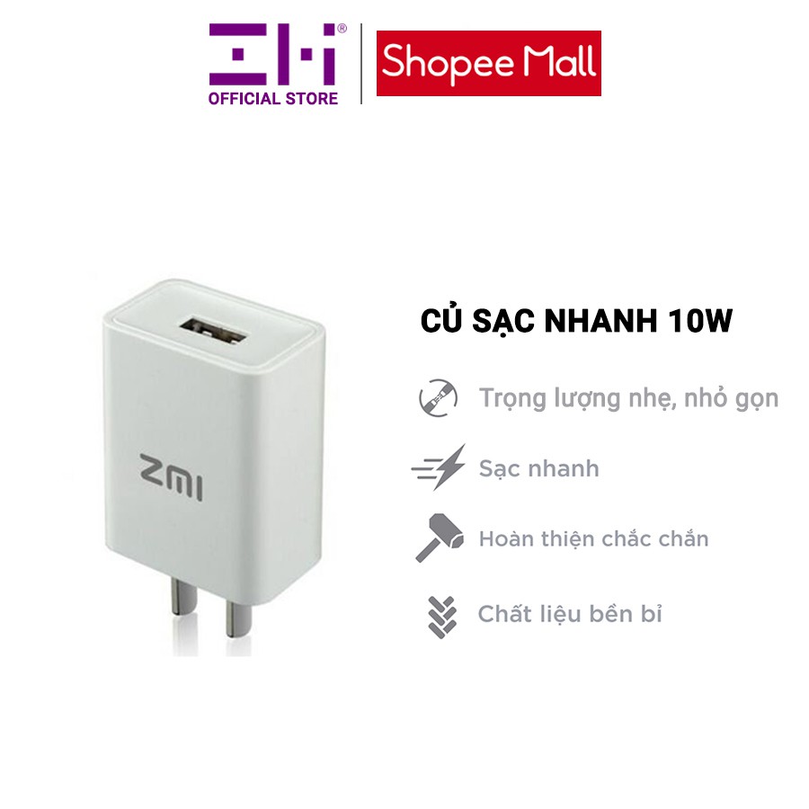 Củ Sạc Nhanh Xiaomi ZMI cổng USB-A 10W - AP001