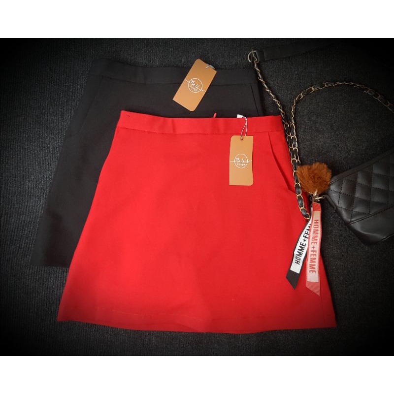 Chân váy from A ngắn, có quần trong 2 màu đen, đỏ. Chất vải kaki thun dày dặn(M03) (IB nếu đặt số đo riêng)