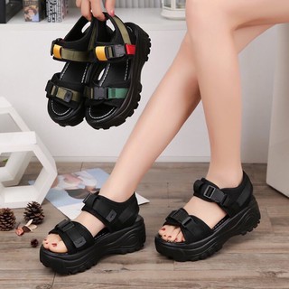 Sandan nữ 2 quai phối màu độn đế tăng chiều cao