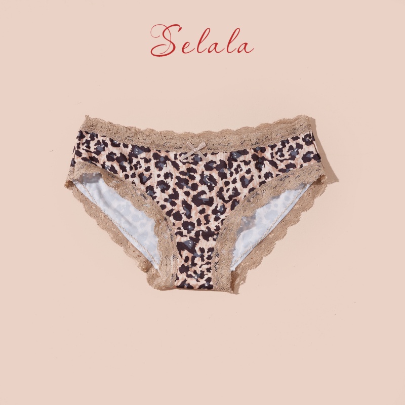 Quần Lót Nữ Selala Thiết Kế Su Beo Cá Tính Phối Viền Ren Dáng Ôm Thông Thống QS18