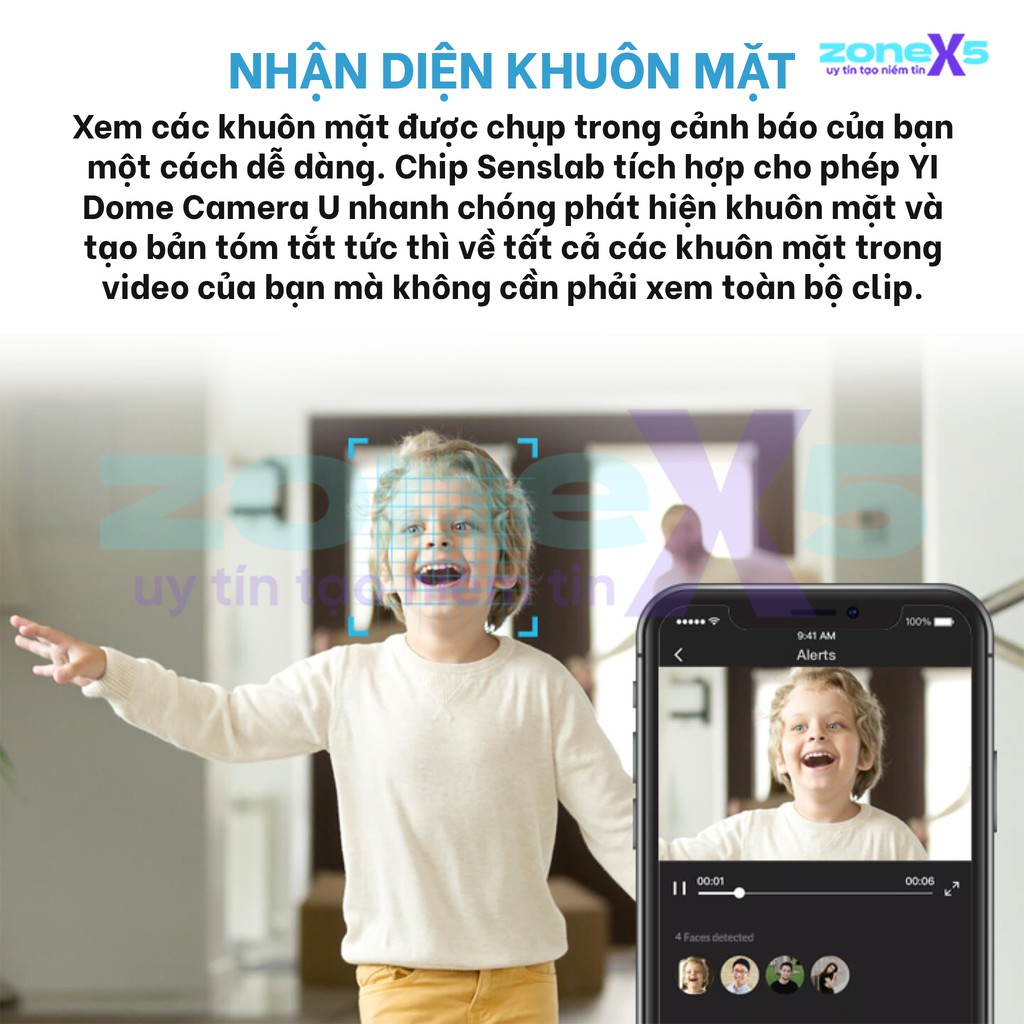 Camera IP Xiaomi Yi Dome U 1080p tích hợp AI nhận diện khuôn mặt, xoay 360 độ, quay ban đêm rõ nét