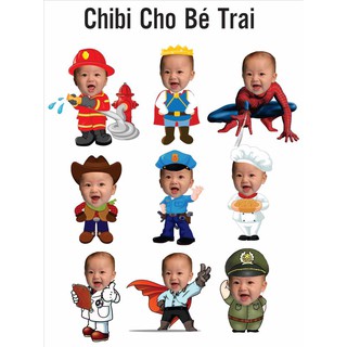 chibi trang trí sinh nhật bé trai cao 40cm