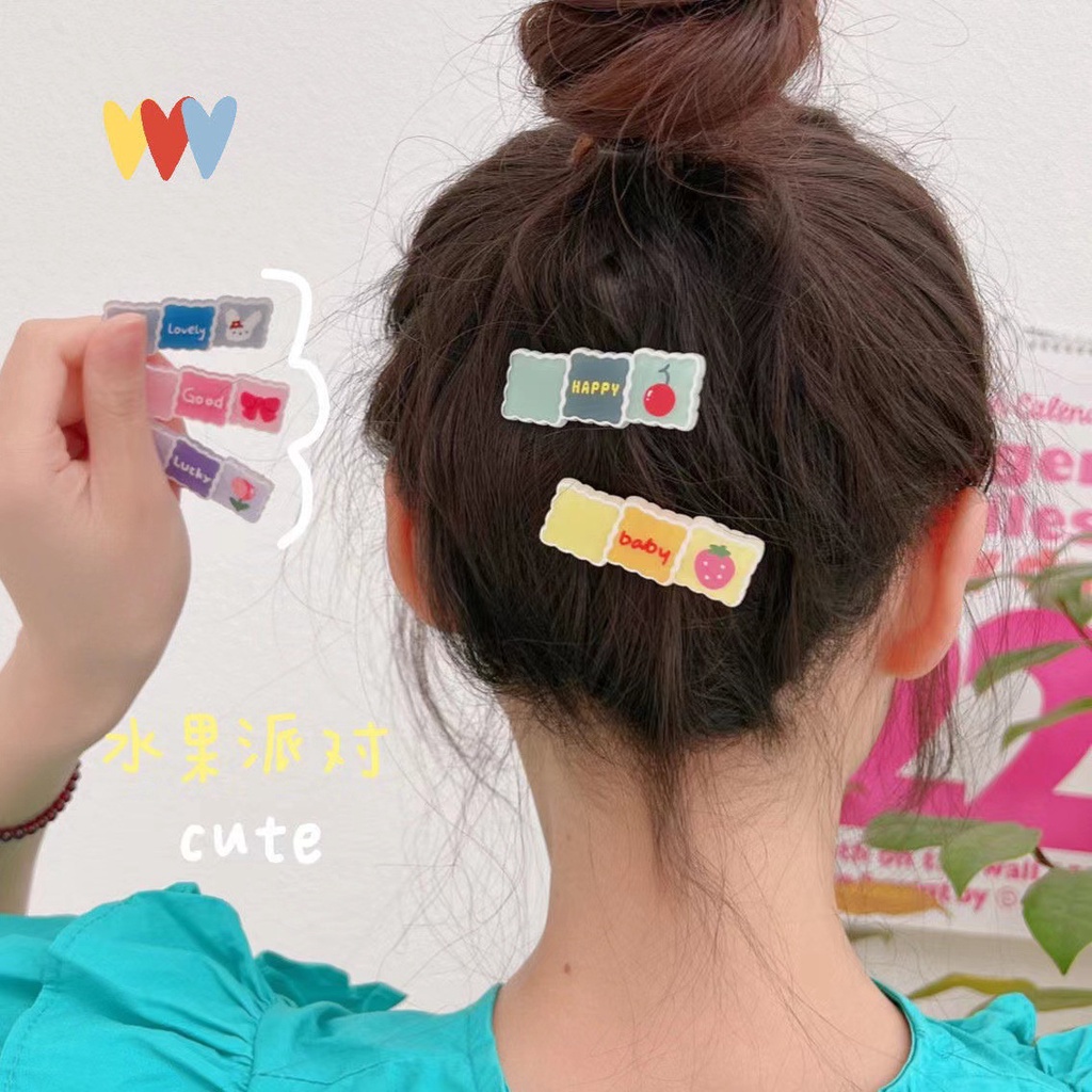 Kẹp Tóc Họa Tiết Hoạt Hình Graffiti/Trái Cây/Hoa/Trái Cây Phong Cách Hàn Quốc 2022 Dành Cho Nữ