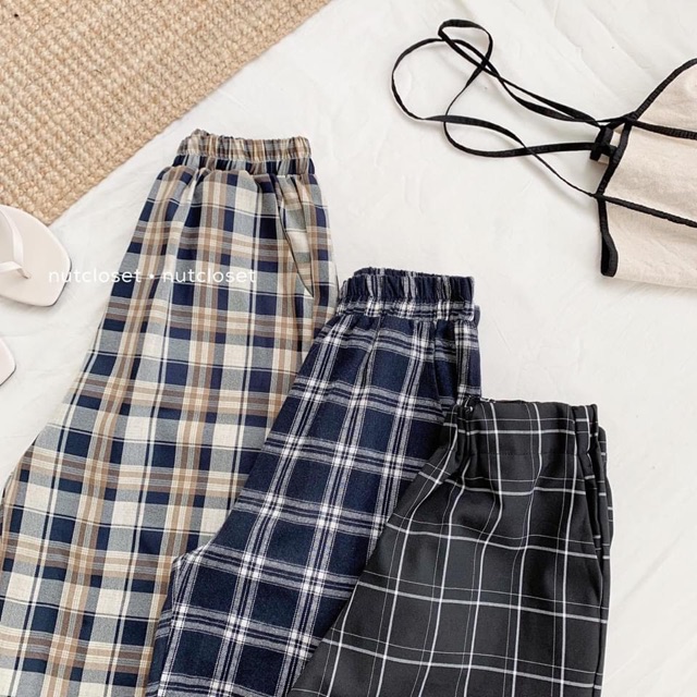 [Mã WASTMAY giảm 15% tối đa 30K đơn 150K] Quần kẻ ống xuông cạp chun 3 màu | BigBuy360 - bigbuy360.vn