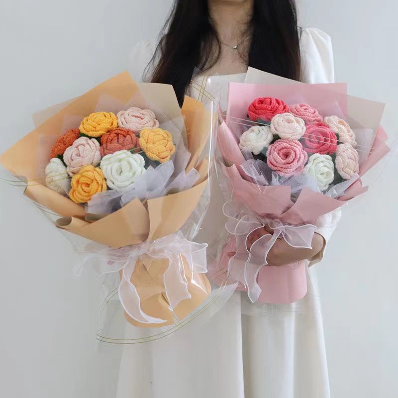 Sản Phẩm Hoàn Thiện Bó Hoa Hồng Nhân Tạo Làm Quà Tặng Sinh Nhật Bạn Gái / Lễ Tốt Nghiệp