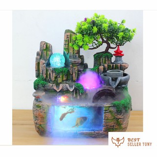 Hồ cá thác nước phong thủy có tạo khói cao cấp [Best Seller Tony]