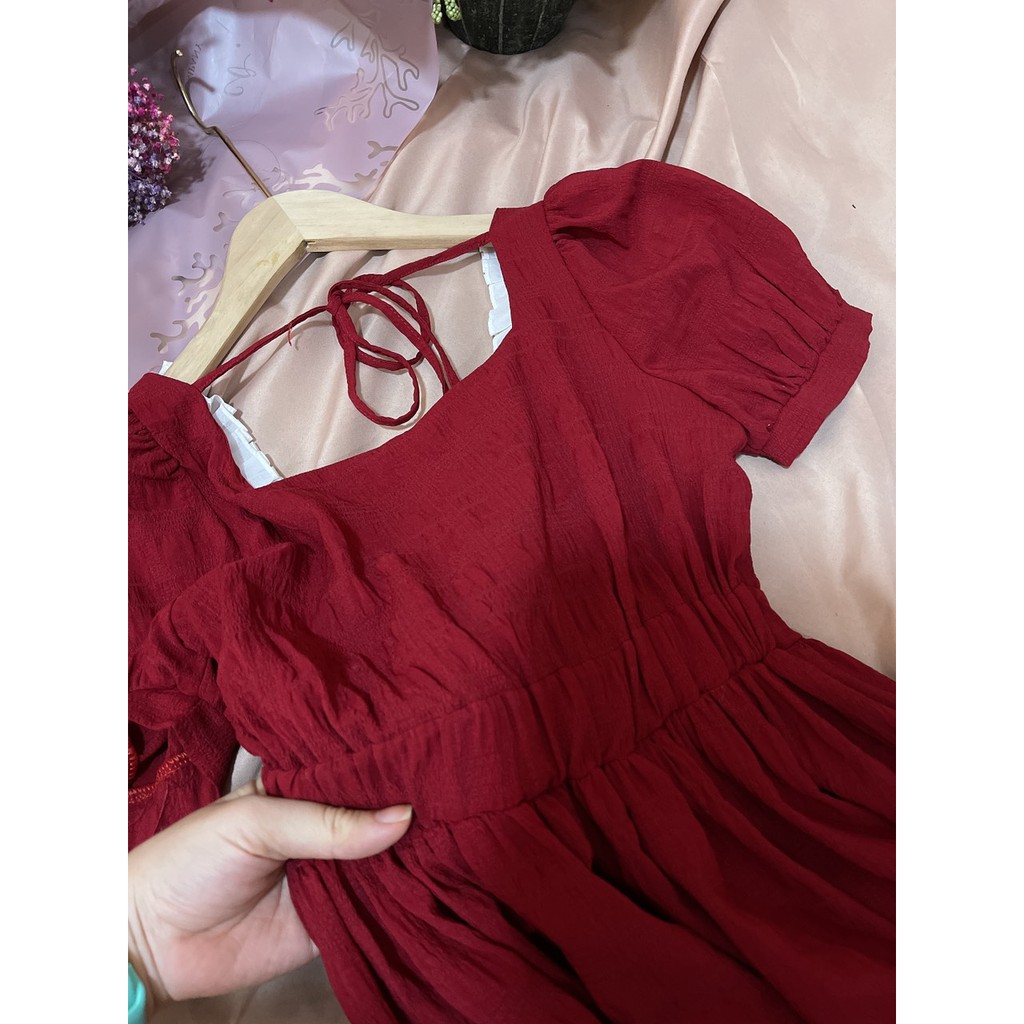 Đầm cổ vuông viền ren dự tiệc tay ngắn xinh đẹp dễ thương cho đi chơi, đi đám cưới cao cấp - Thời Trang VADA - D70 | BigBuy360 - bigbuy360.vn