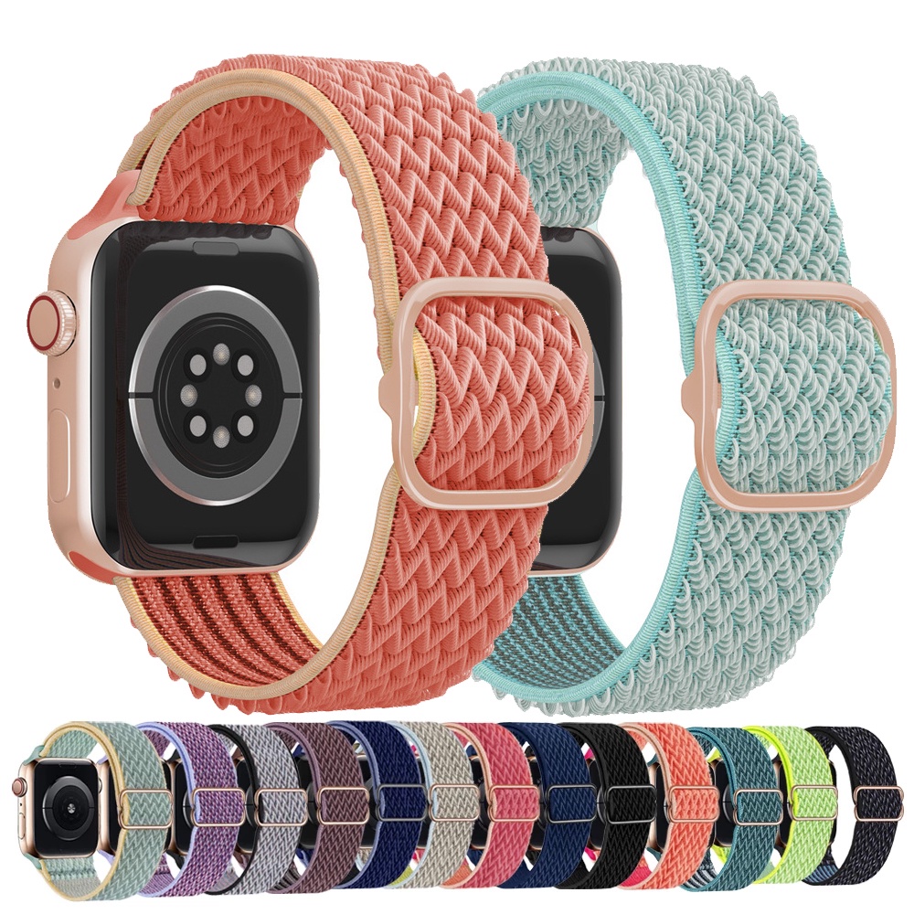 Dây Đeo Đồng Hồ Bằng Nylon Co Giãn 45mm 41mm 44mm 38mm 40mm 42mm Cho iwatch 3 4 5 6 SE 7