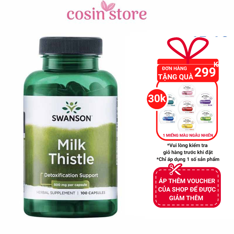 Viên Uống Milk Thistle Swanson 500mg 100 viên - hỗ trợ chức năng gan