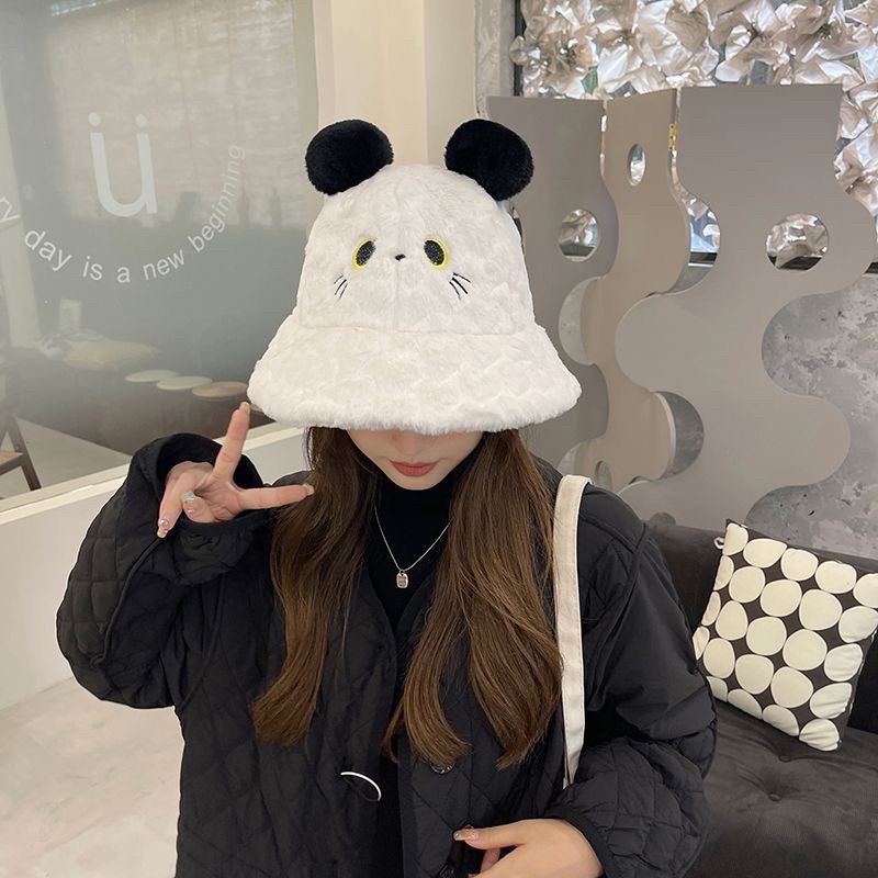 Mũ Lông Mềm Phối Hình Tai Gấu Xinh