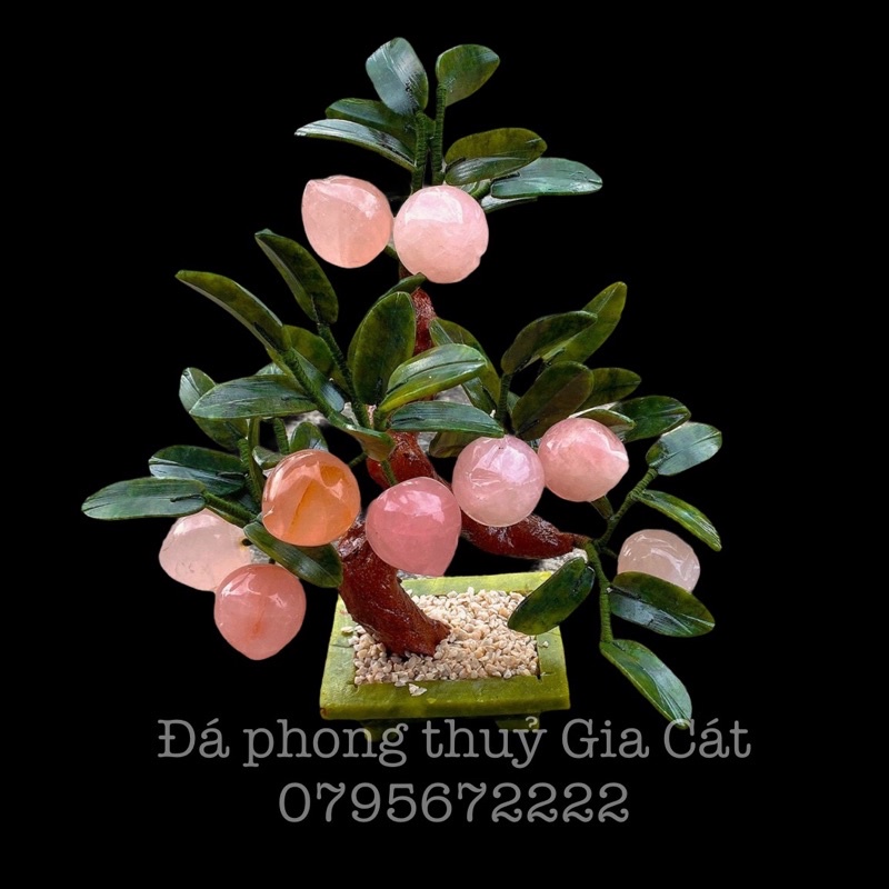 Cây đào đá thach anh hồng 9 quả phong thuỷ có kiểm định