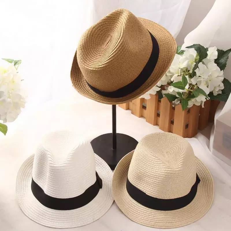 Mũ cói phớt Trilby lịch lãm - vành nhỏ nơ đen