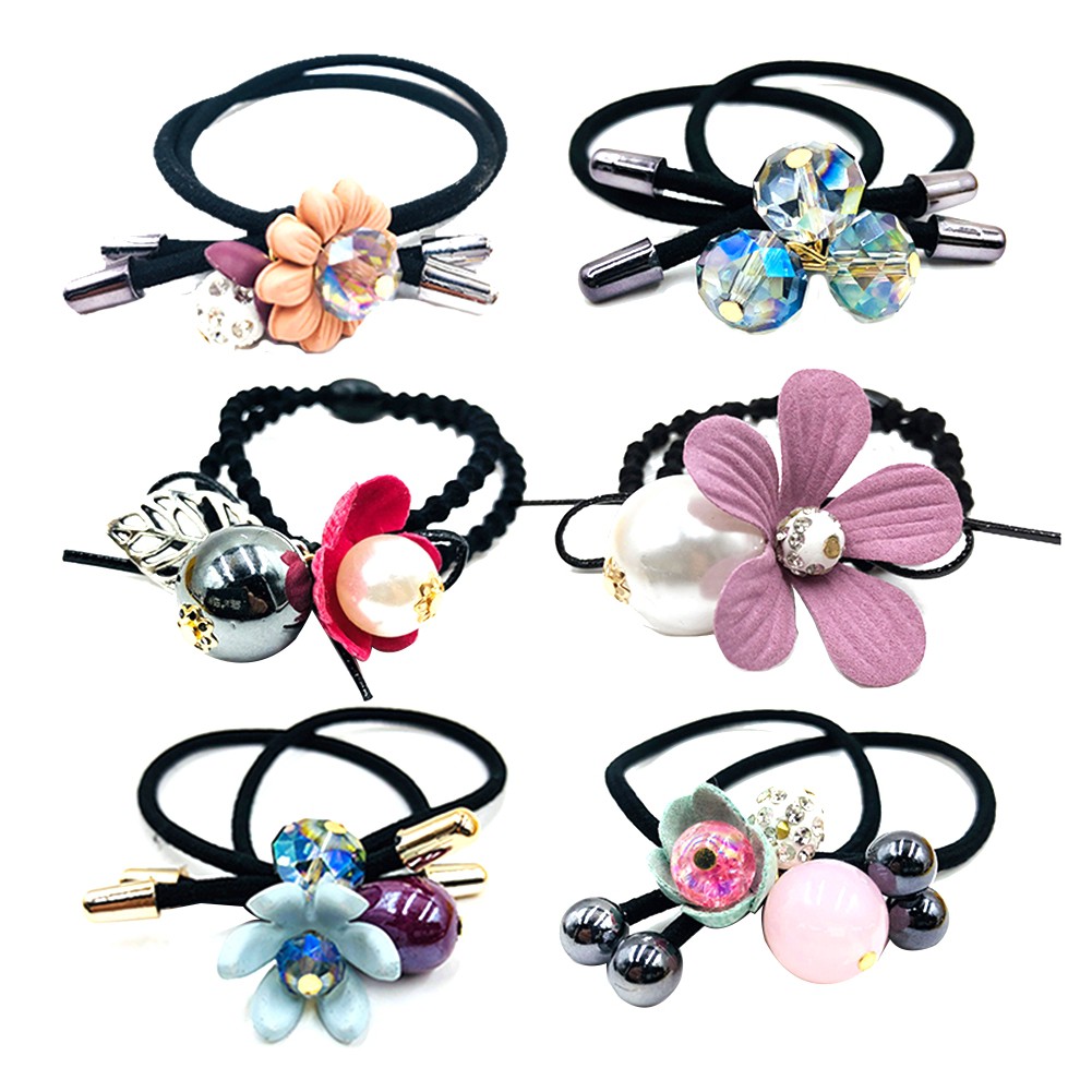 Set 6 dây buộc tóc đính ngọc trai giả xinh xắn đáng yêu