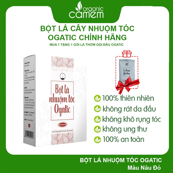 THUỐC NHUỘM TÓC BẠC THẢO DƯỢC NHUỘM ĐEN AN TOÀN NHUỘM TẠI NHÀ BỘT LÁ NHUỘM TÓC OGATIC MÀU NÂU ĐỎ