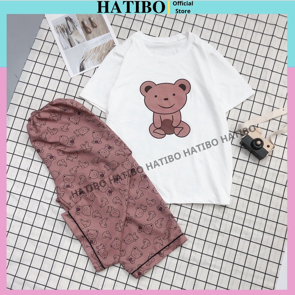 Đồ Bộ Mặc Nhà Áo Thun Phông Cotton, Quần Lửng kate thái HATIBO