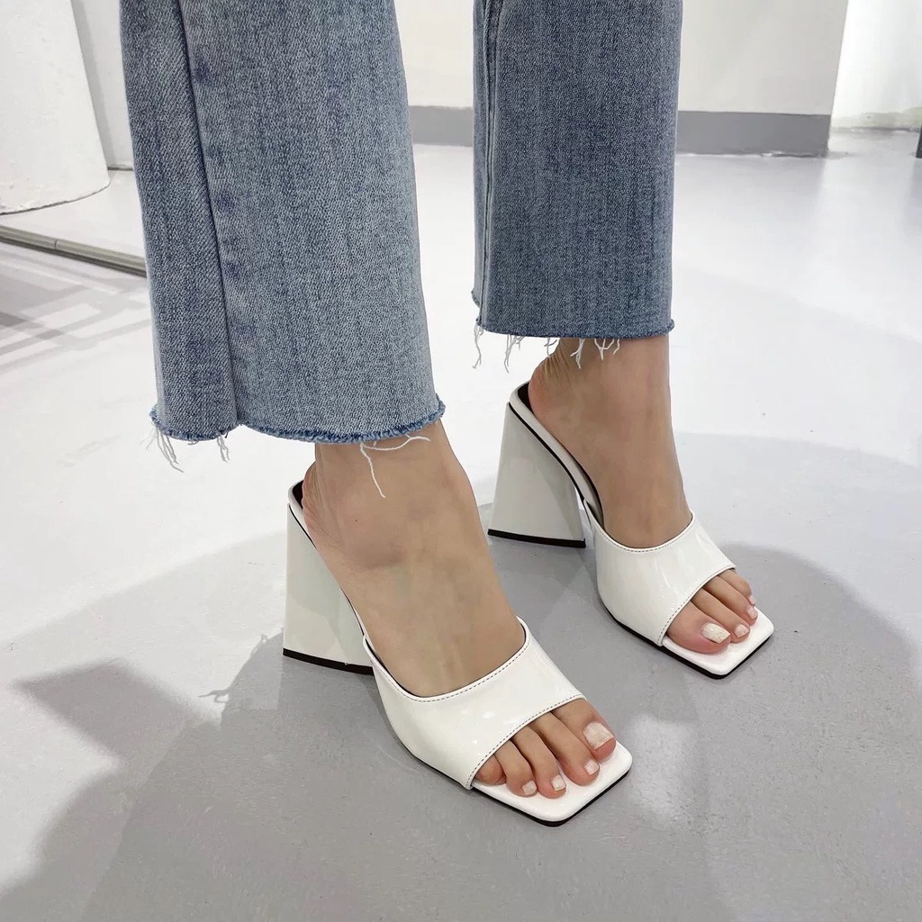 Guốc cao gót nữ gót tam giác 9 phân, guốc nữ gót tam giác 9cm mã CD07