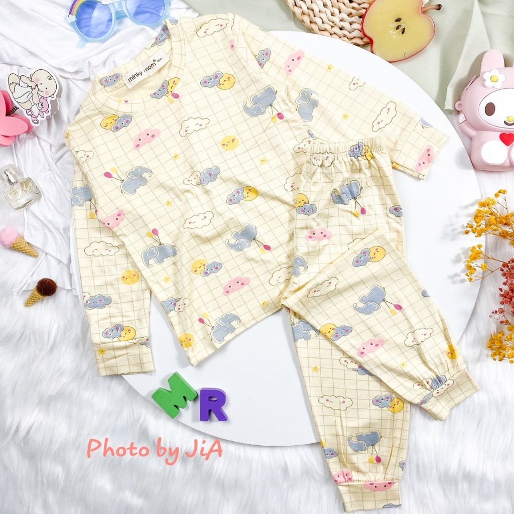 Bộ Thun Lạnh Dài Tay Cho Bé  Bộ Thu Đông Dài Tay Minky Mom Cho Bé Trai Bé Gái Với Các Họa Tiết động vật ngộ nghĩnh