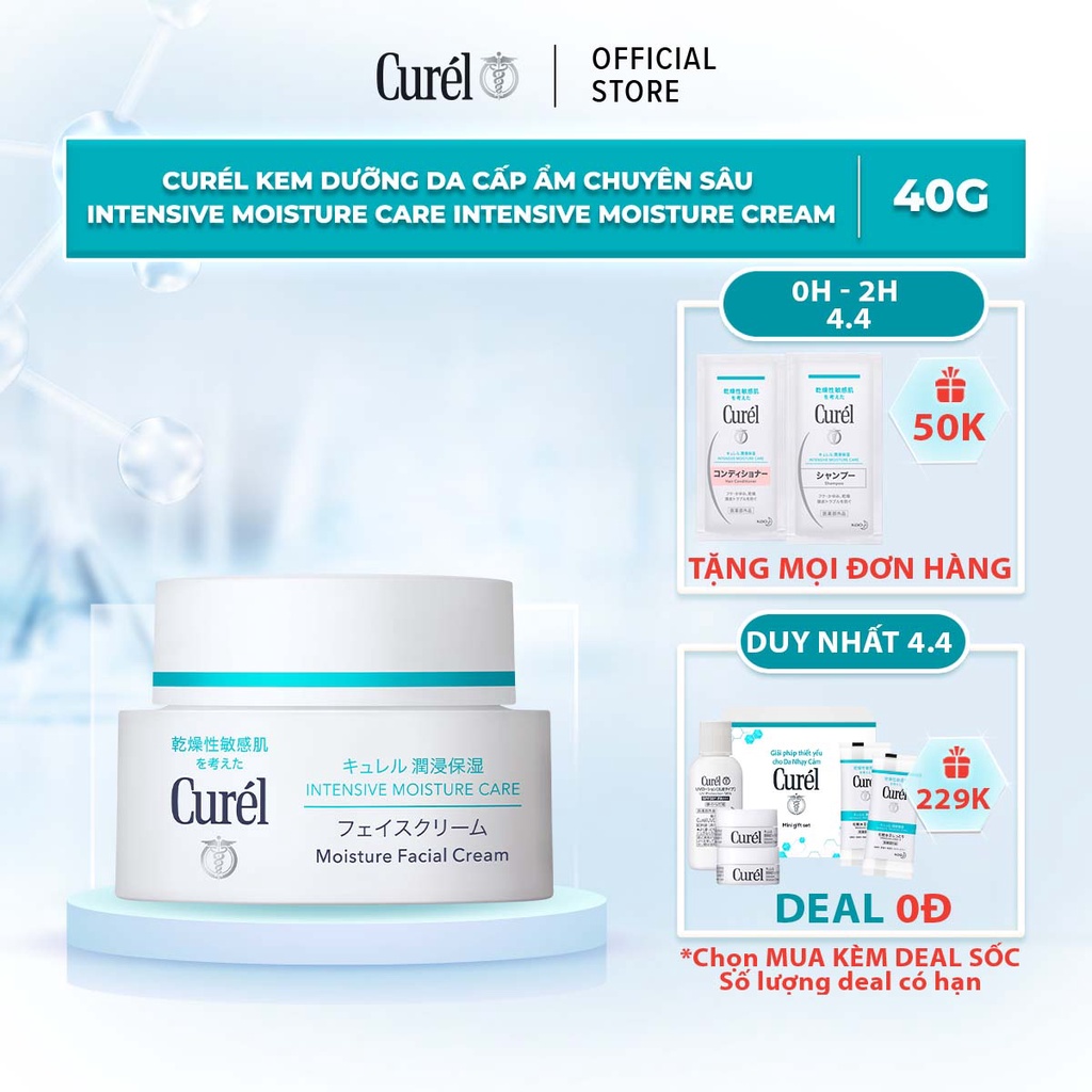 [Mã FMCGMALL -8% đơn 250K] Kem Dưỡng Da Cấp Ẩm Chuyên Sâu Curel Intensive Moisture Care Intensive Moisture Cream 40g