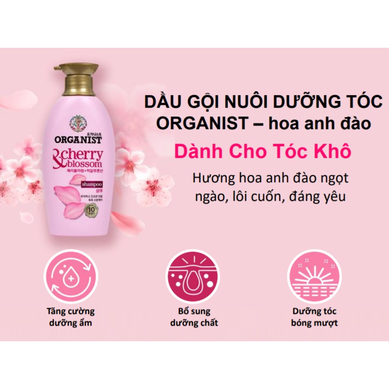 [Mã FMCGMALL - 8% đơn 250K] Bộ Đôi Dầu Gội Xả Organist chiết xuất từ Hoa Anh Đào- Dành cho tóc Khô rối