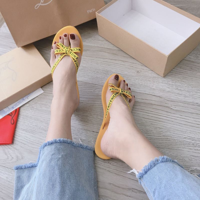 [Shopee trợ giá] Dép nơ mảnh viền chữ