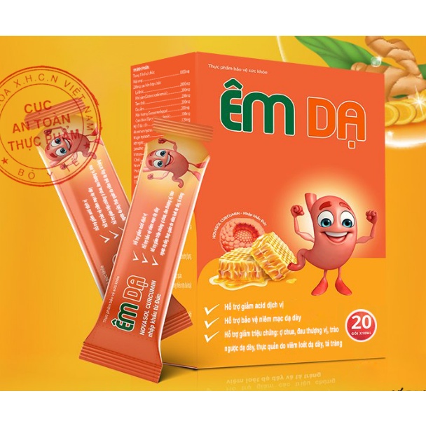 Gói gel Êm Dạ Santafa - Hỗ trợ giảm acid dịch vị, hỗ trợ giảm viêm loét dạ dày - Hộp 20 gói