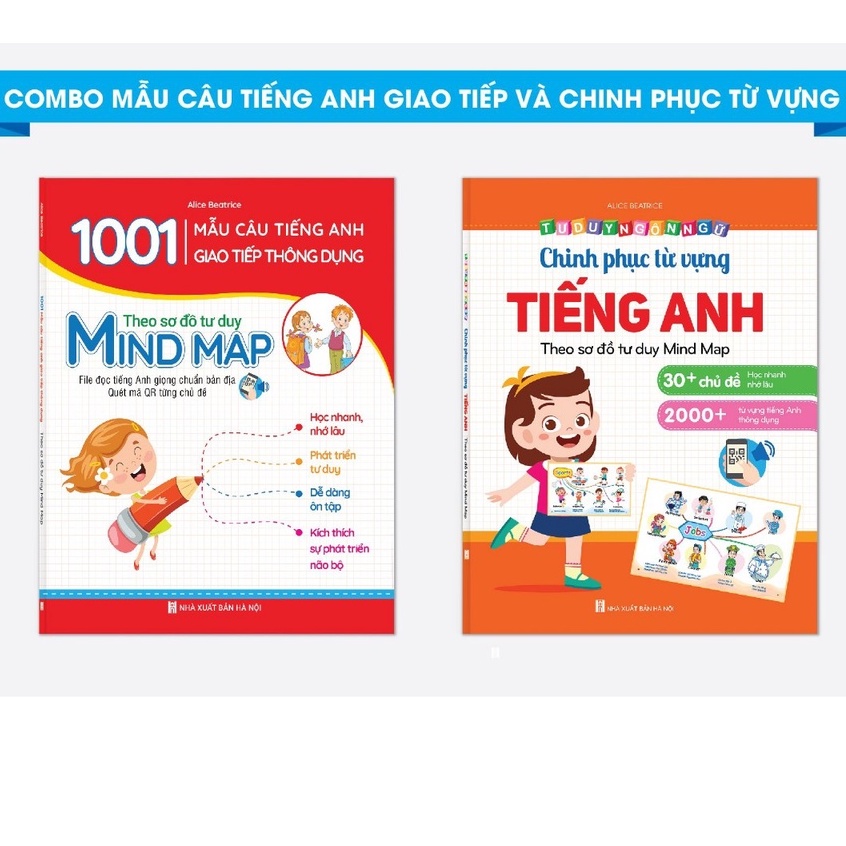 Sách - Combo Chinh Phục Từ Vựng Tiếng Anh - Theo Sơ Đồ Tư Duy Mind Map - 1001 Mẫu Câu Tiếng Anh Giao Tiếp Thông Dụng