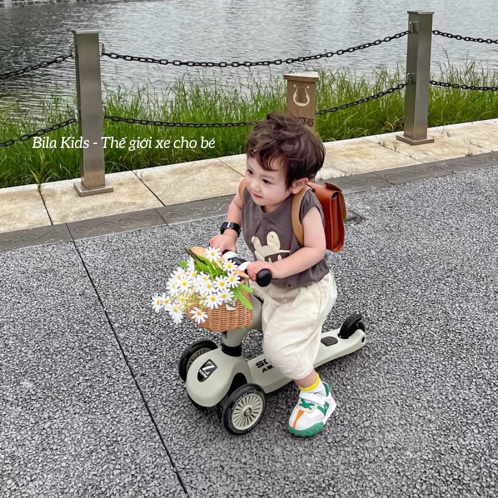 Giỏ xe cho bé bằng mây BILA KIDS lắp các loại xe chòi chân, trượt scooter, xe đạp, scoot and ride