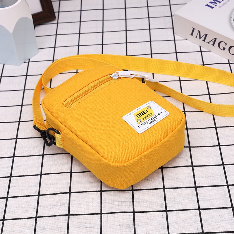Túi Đeo Chéo Bằng Vải Canvas Dáng Vuông Nhỏ Phong Cách Hàn Quốc Mới